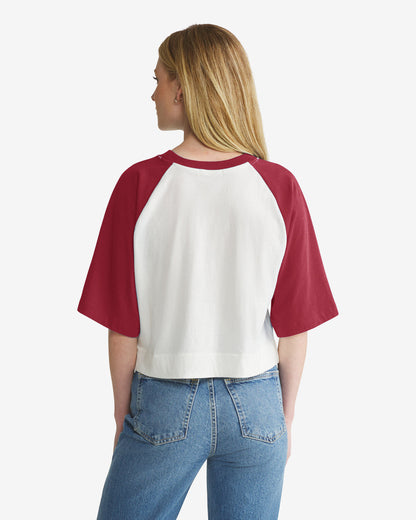 ALABAMA CRIMSON TIDE VINTAGE INFIELD SHIFT '47 RAGLAN CROP TEE WOMENS