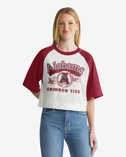 ALABAMA CRIMSON TIDE VINTAGE INFIELD SHIFT '47 RAGLAN CROP TEE WOMENS