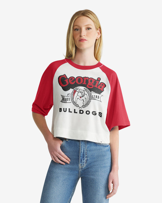 GEORGIA BULLDOGS VINTAGE INFIELD SHIFT '47 RAGLAN CROP TEE WOMENS