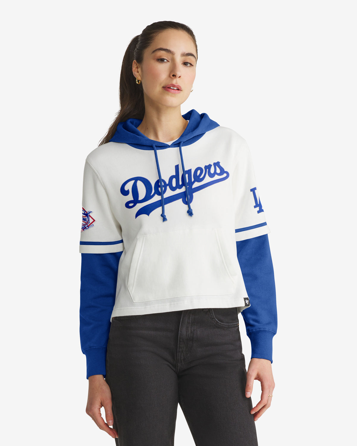 LOS ANGELES DODGERS TRIFECTA CROPPED '47 SHORTSTOP PULLOVER HOOD WOMENS