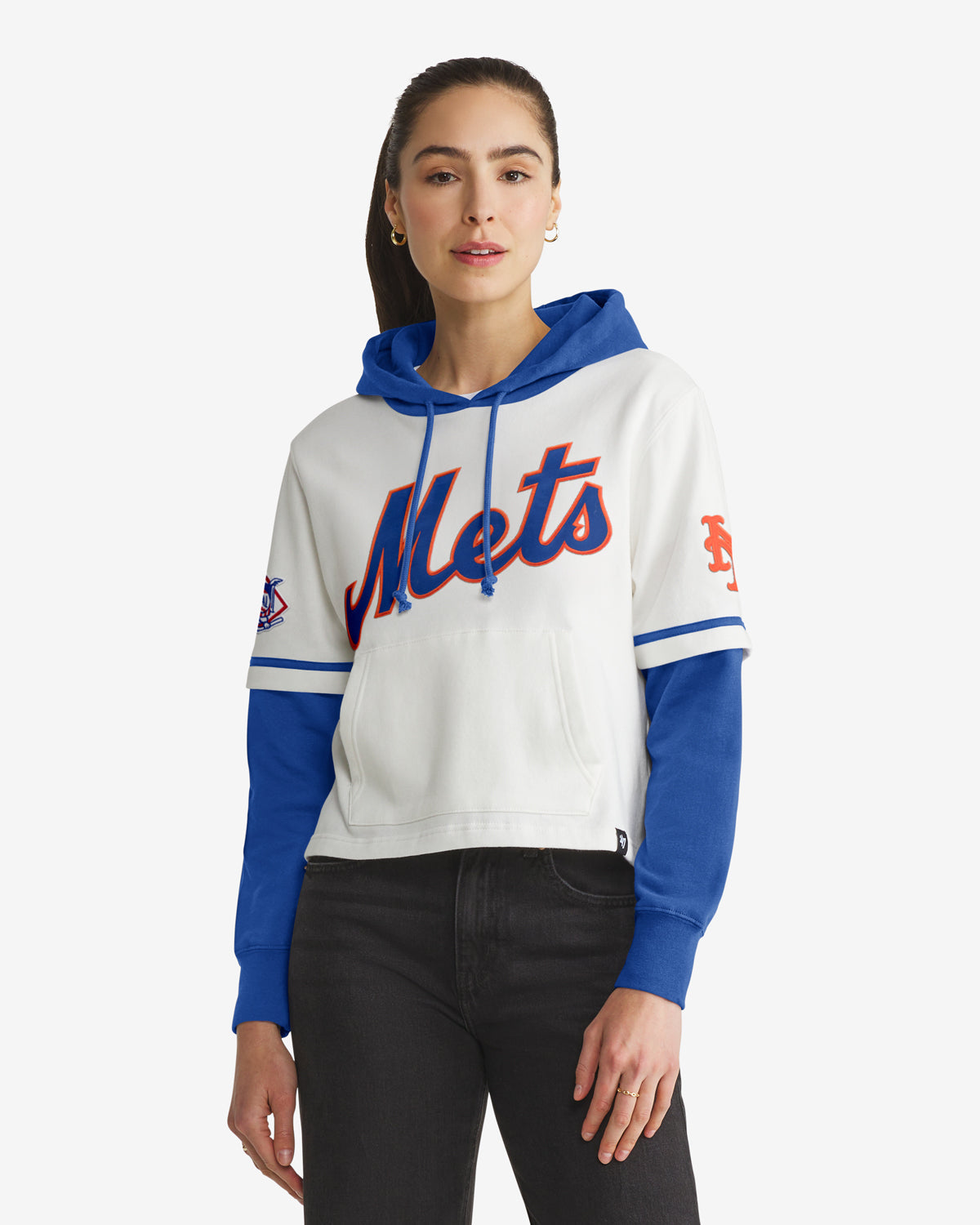 NEW YORK METS TRIFECTA CROPPED '47 SHORTSTOP PULLOVER HOOD WOMENS