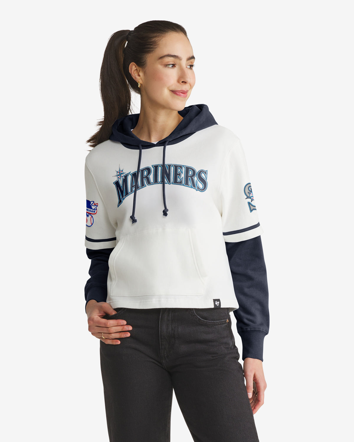 SEATTLE MARINERS TRIFECTA CROPPED '47 SHORTSTOP PULLOVER HOOD WOMENS